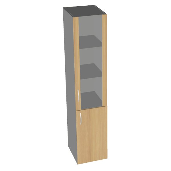 Шкаф узкий высокий со стеклом в раме BekWem (МДФ) ФР-6.1+91.0.1+91.5.1 